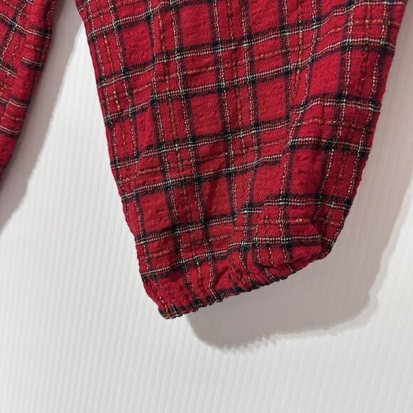 Lane Bryant Top Size 20 Red Gold Plaid Shimmer Sparkle Gauzy Blouse NWT - Picture 3 of 11